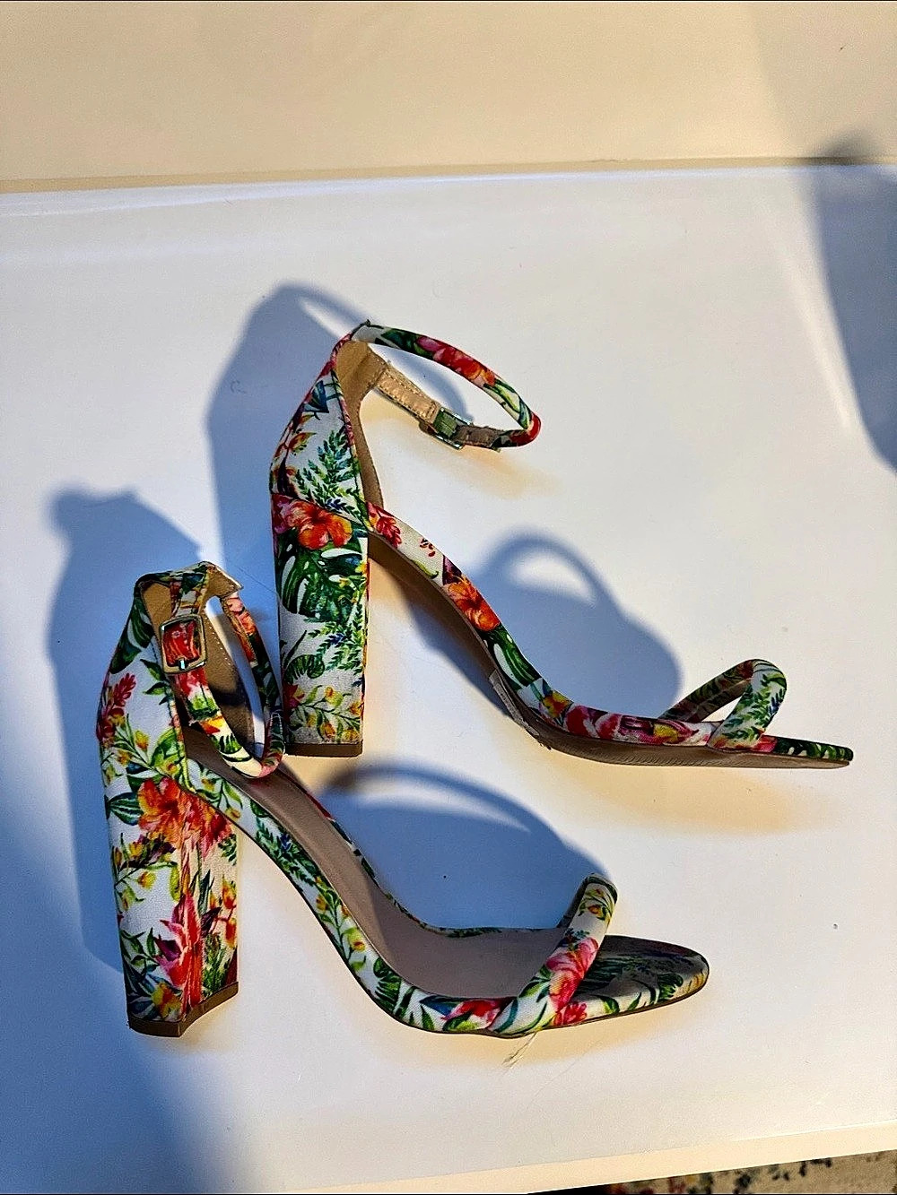 Charlotte Russe Floral Heels in Green & Multicolor US 8.5